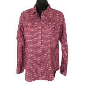 Ariat Western Inspired Pink Button Down Shirt With Snaps Size M
